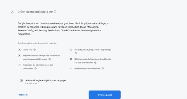 Créer un projet Firebase | PandaSuite Docs