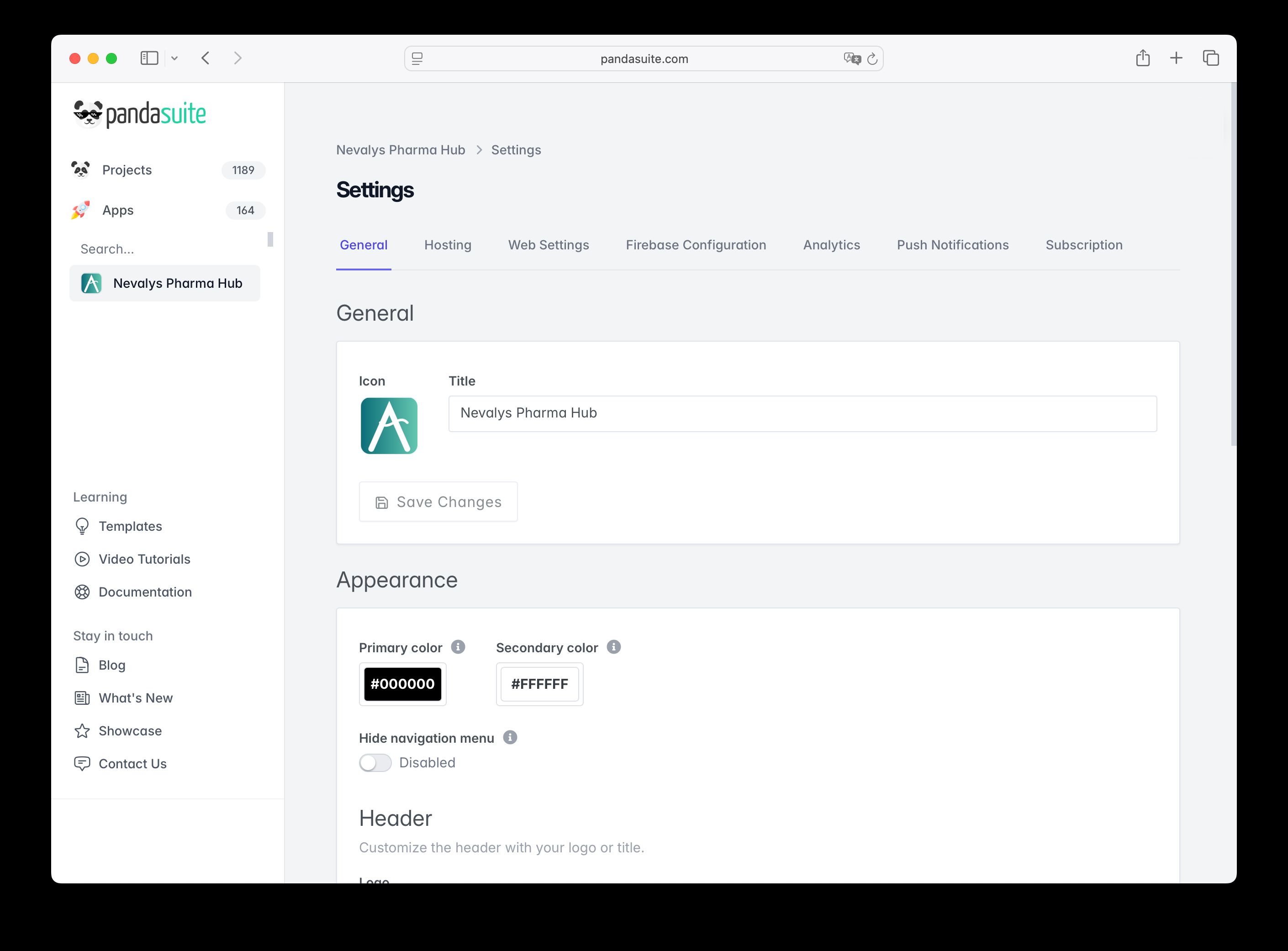 Interface for customizing hub appearance