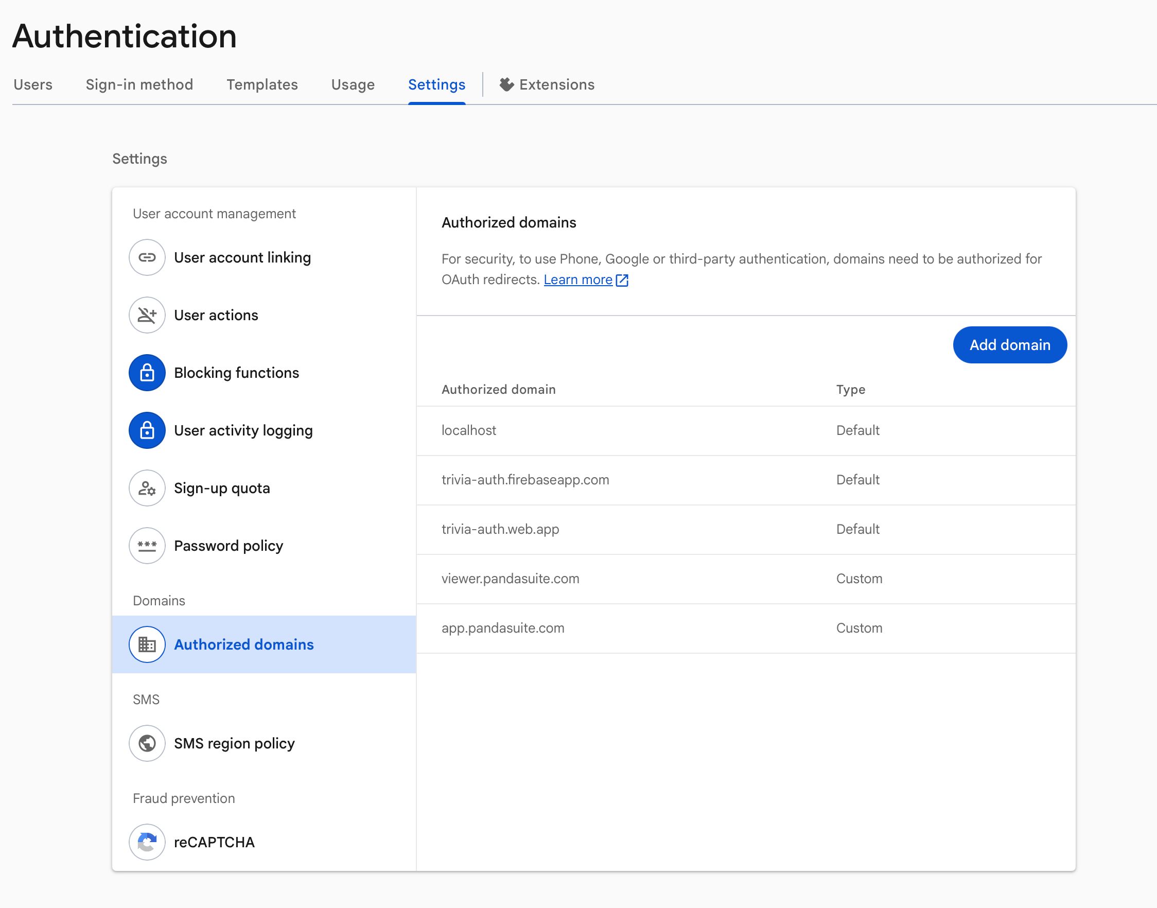 Firebase authorized domains