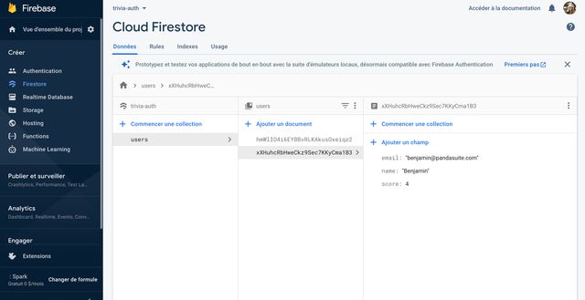 Save user data in Firebase | PandaSuite Docs