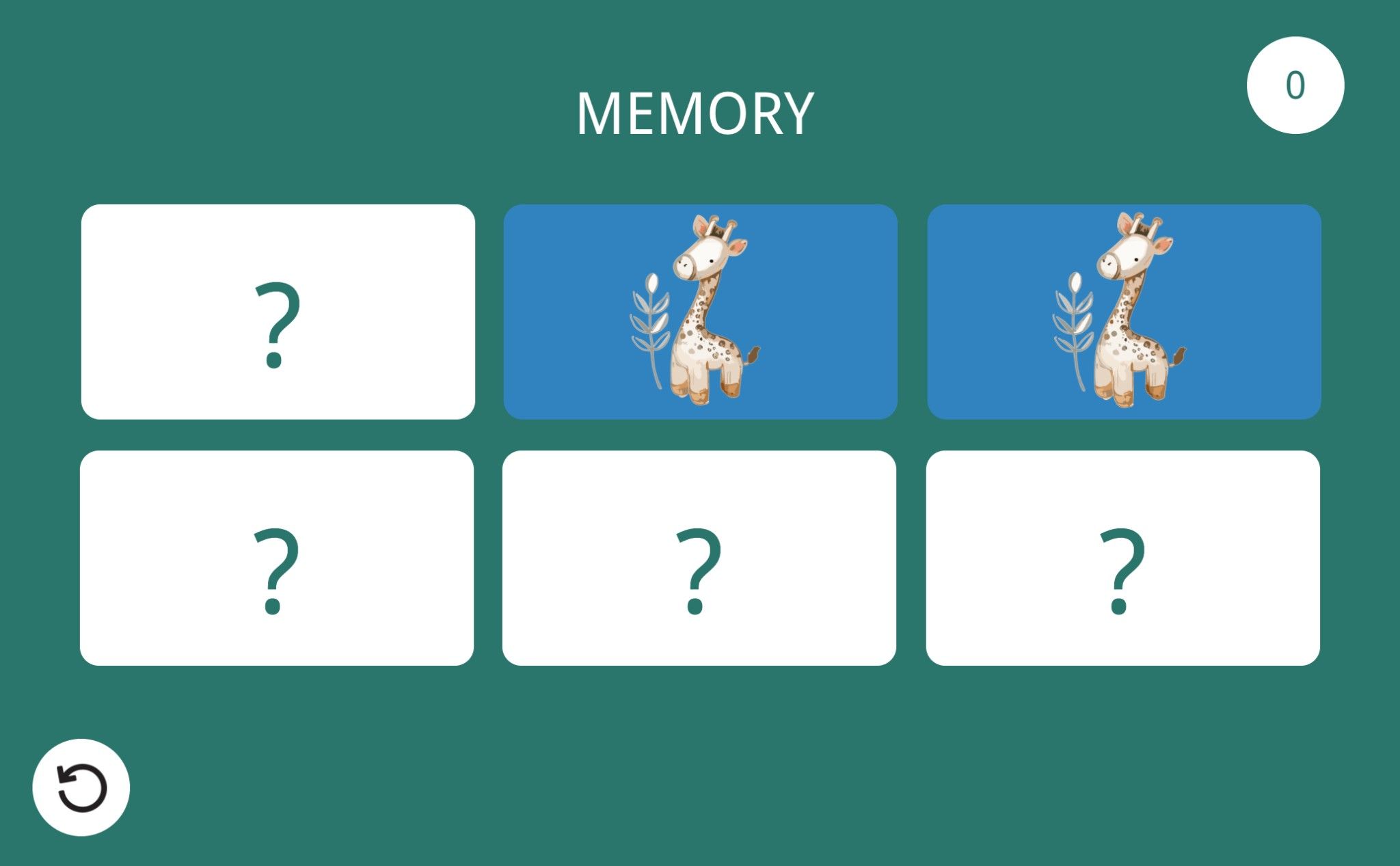 Example of manual memory game with cards to flip