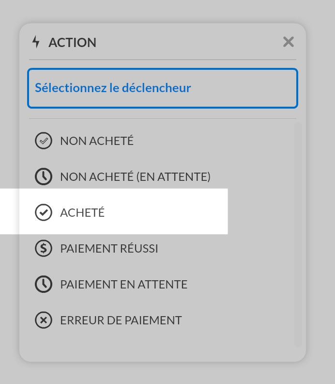 événements achat intégré