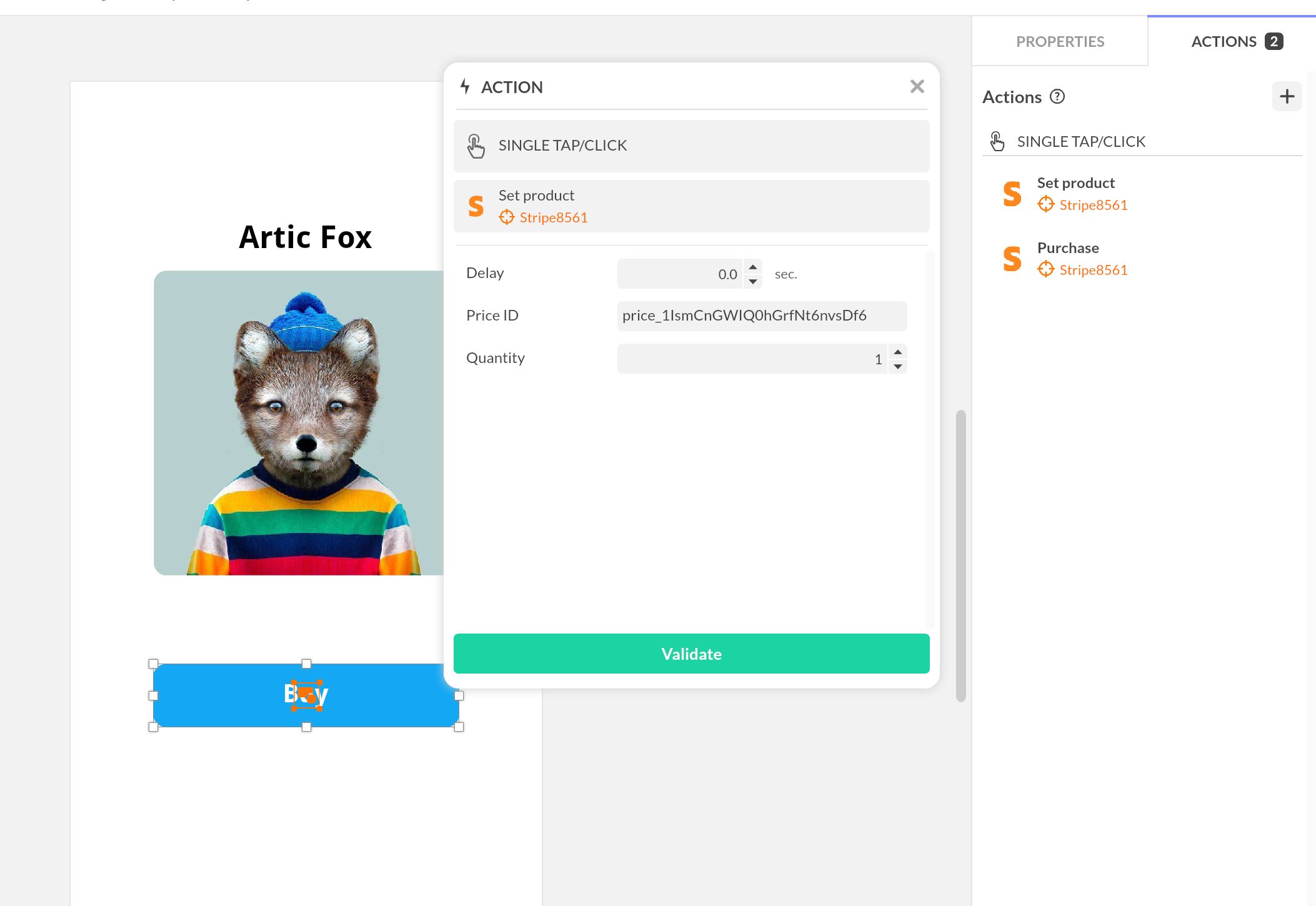 Stripe cart setup before purchase action